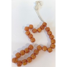 Κομπολόι από ασήμι 925 με χάντρες από κεχριμπάρι φατουράν χρώματος πορτοκαλί (KOM06)